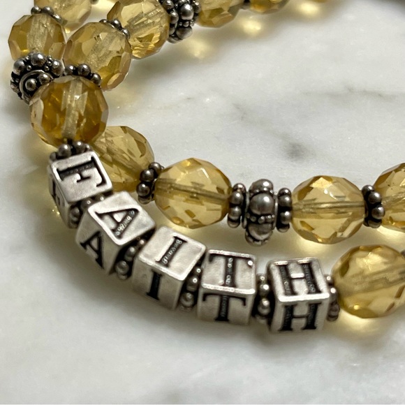 FAITH Silver & Multifaceted Yellow Topaz Double Strand Bracelet - Picture 2 of 7